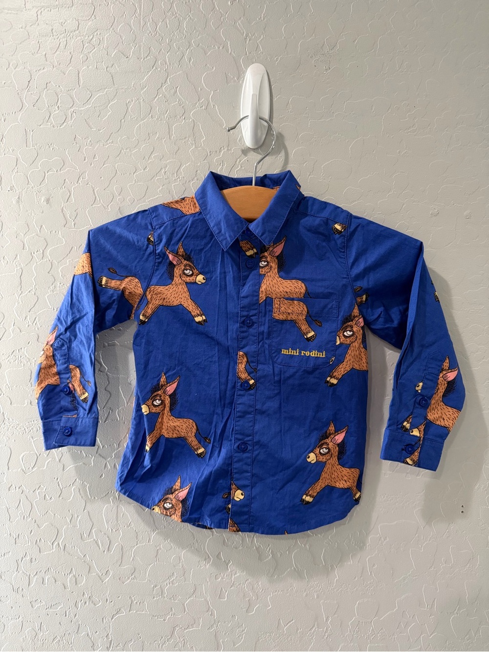 Mini Rodini Organic Donkey AOP Button Up Shirt 92-98 1.5-3 Years Bin 1